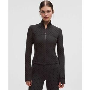 Lululemon Flocked Define Cropped Jacket Nulu *Flocked Polka Dot Black Size 8